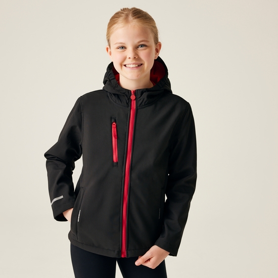 Kids' Ablaze 3-Layer Softshell Jacket Black Classic Red