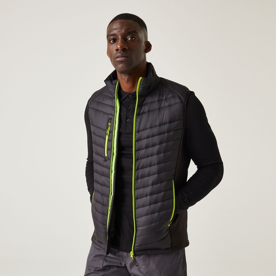 Men's Navigate Hybrid Bodywarmer Black Lime Green