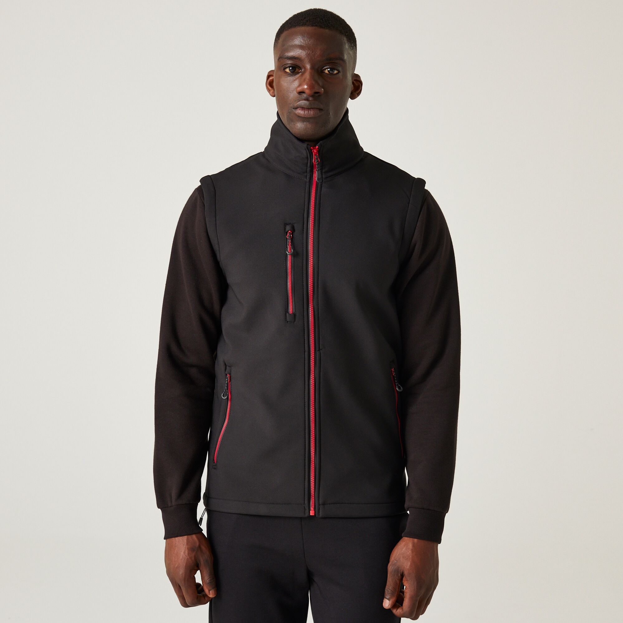Regatta Professional Men's Water Repellent Navigate 2 Layer Softshell Bodywarmer Black Classic Red, Size: XL