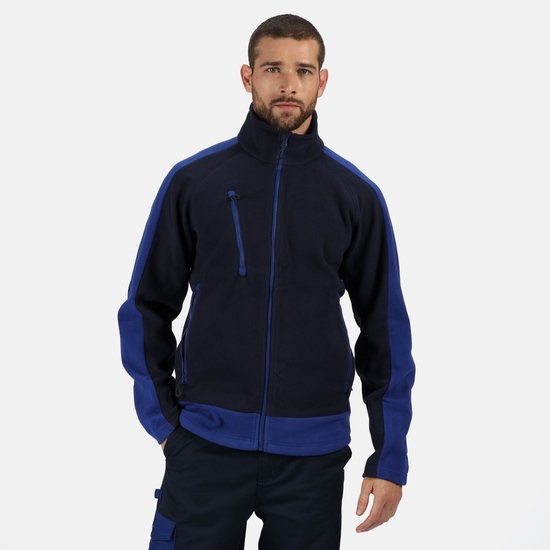 Men's Contrast Heavyweight Full Zip Fleece Navy New Royal Blue