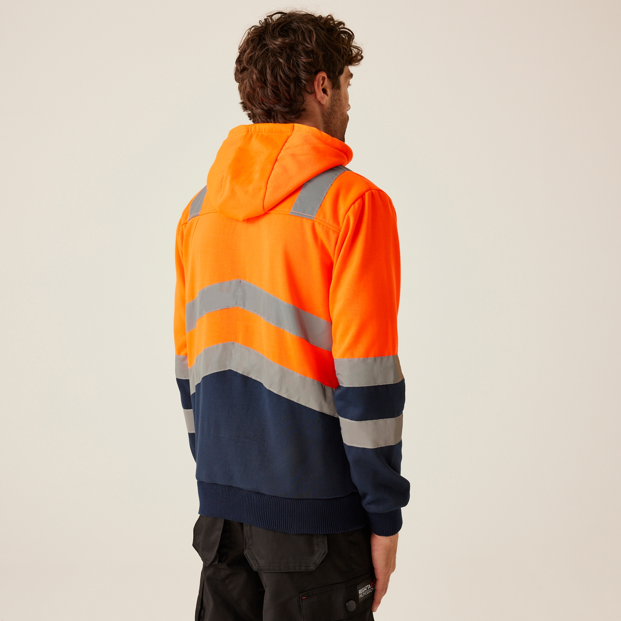 Regatta Professional Męska Bluza z Kapturem Odblaskowa Hoodie Pomarańczowo-granatowy