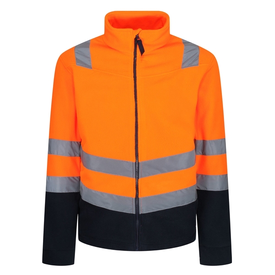 Men's Hi-Vis Full Zip Fleece Orange Navy