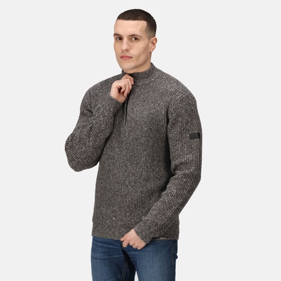 Men's Solomon Knitted Pullover Dark Grey Marl