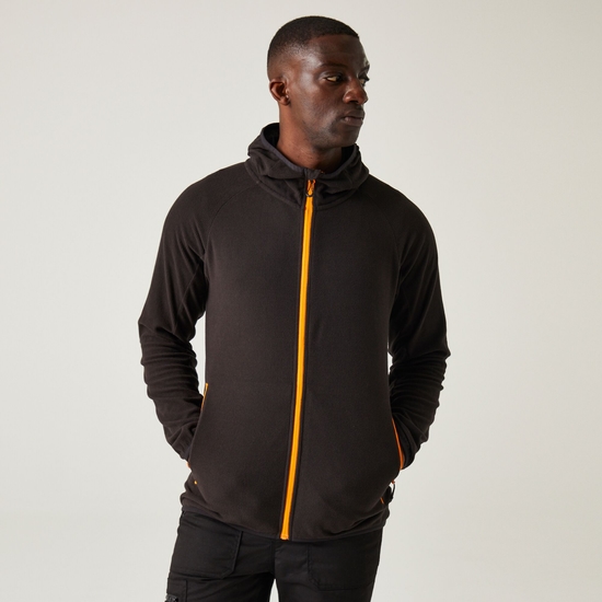 Men's Navigate Full-Zip Fleece Black Orange Pop
