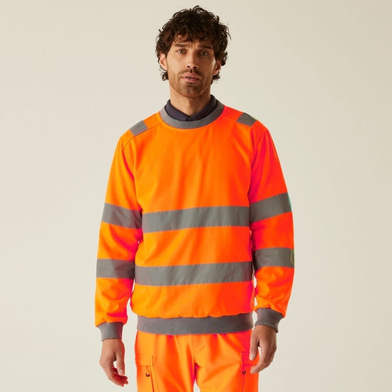 Men's Hi-Vis Pro Contract Crew Neck Sweatshirt Orange