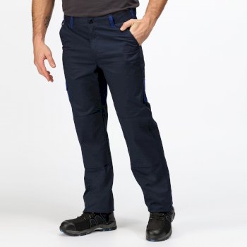 Men's Contrast Cargo Trousers Navy New Royal Blue