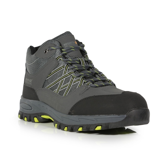 Męskie buty robocze ochronne Sandstone Szaro-limonkowy