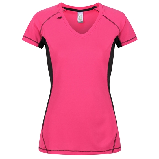 Women's Beijing Lightweight Cool and Dry T-Shirt Hot Pink Black