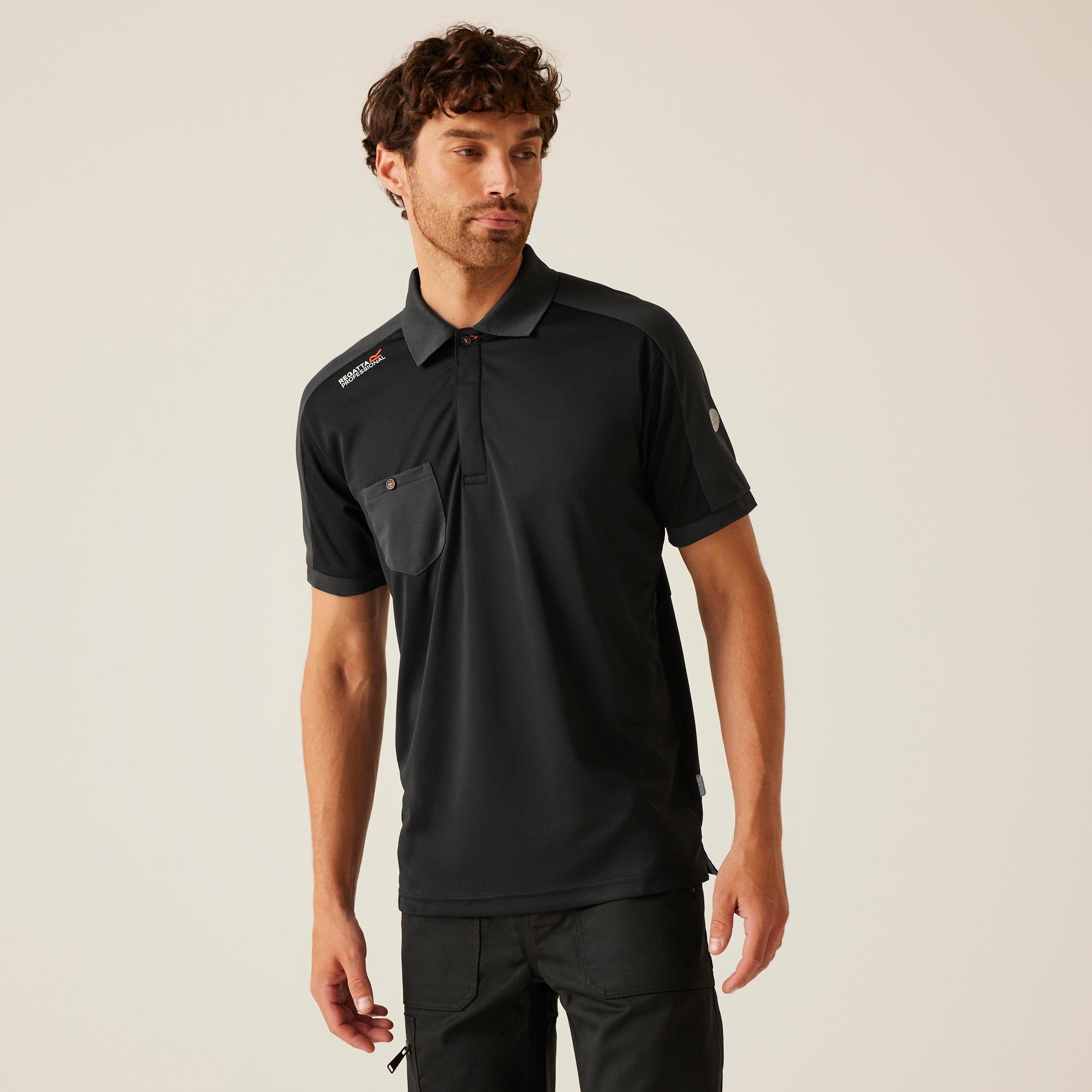 Regatta Men's Black Offensive Moisture Wicking Polo Shirt in Size L, Sports Direct - Image 2