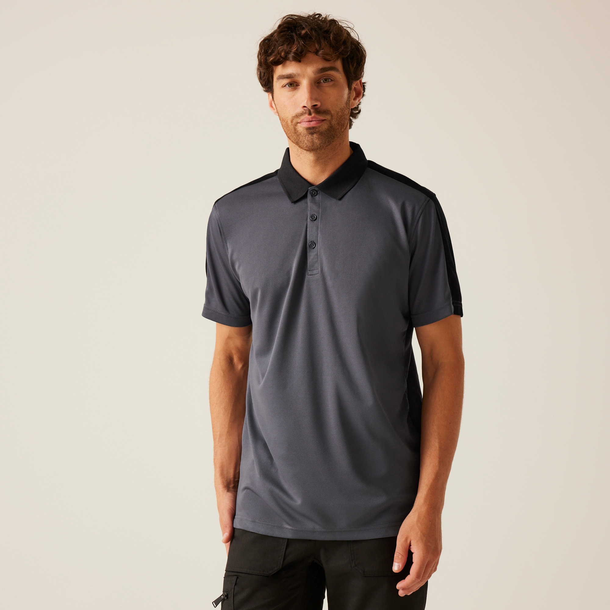 Regatta Professional Men's Contrast Coolweave Quick Wicking Polo Shirt - Grey Xxl - Image 3