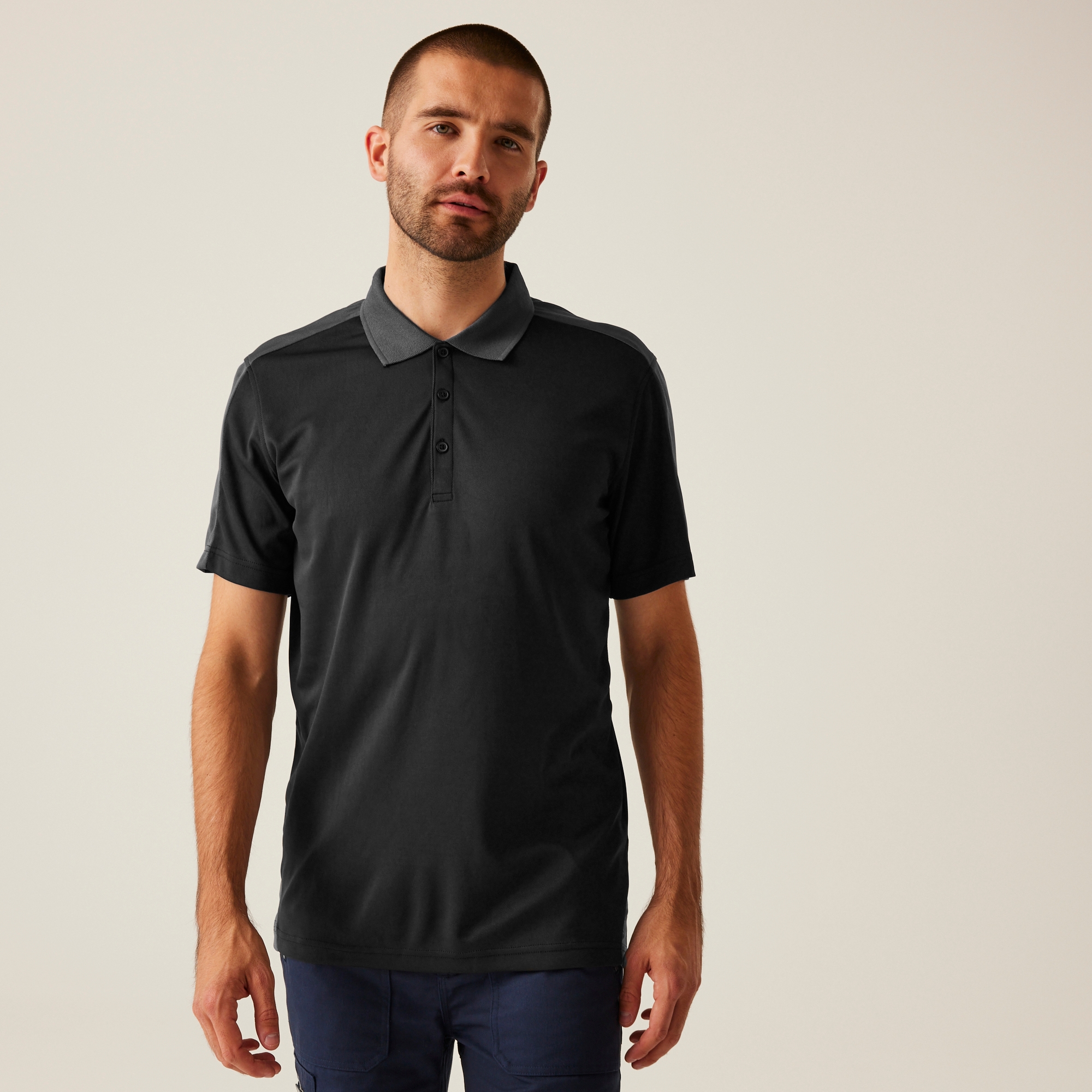 Regatta Professional Męska Koszulka Polo Contrast Czarno-szary, Rozmiar: XS