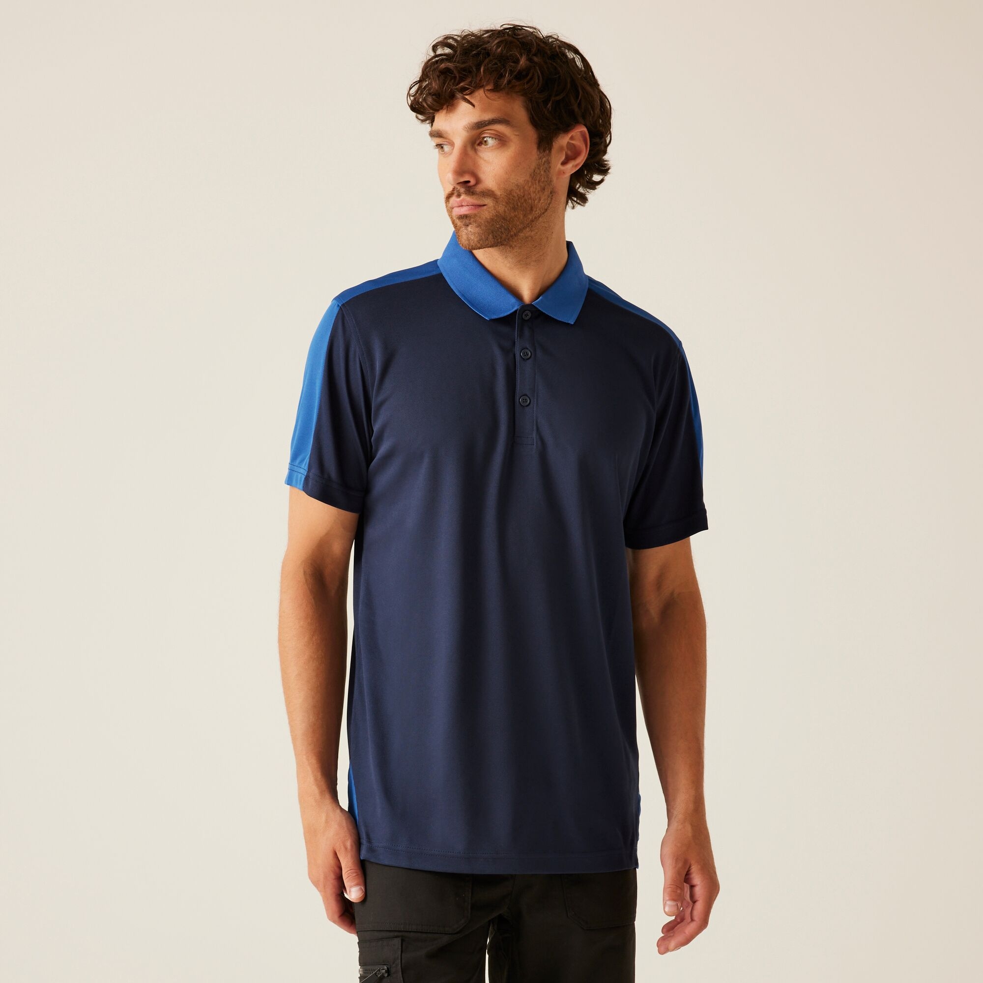 Regatta Men's Mid Navy Contrast Wicking Polo Shirt In | Size: Small - Image 3