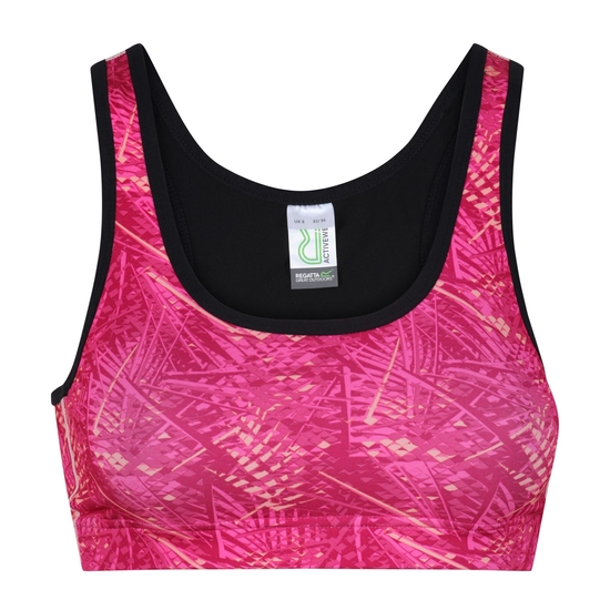 Women's Asana Sports Bra Hot Pink Print