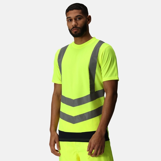 Men's Hi-Vis T-Shirts Yellow Navy
