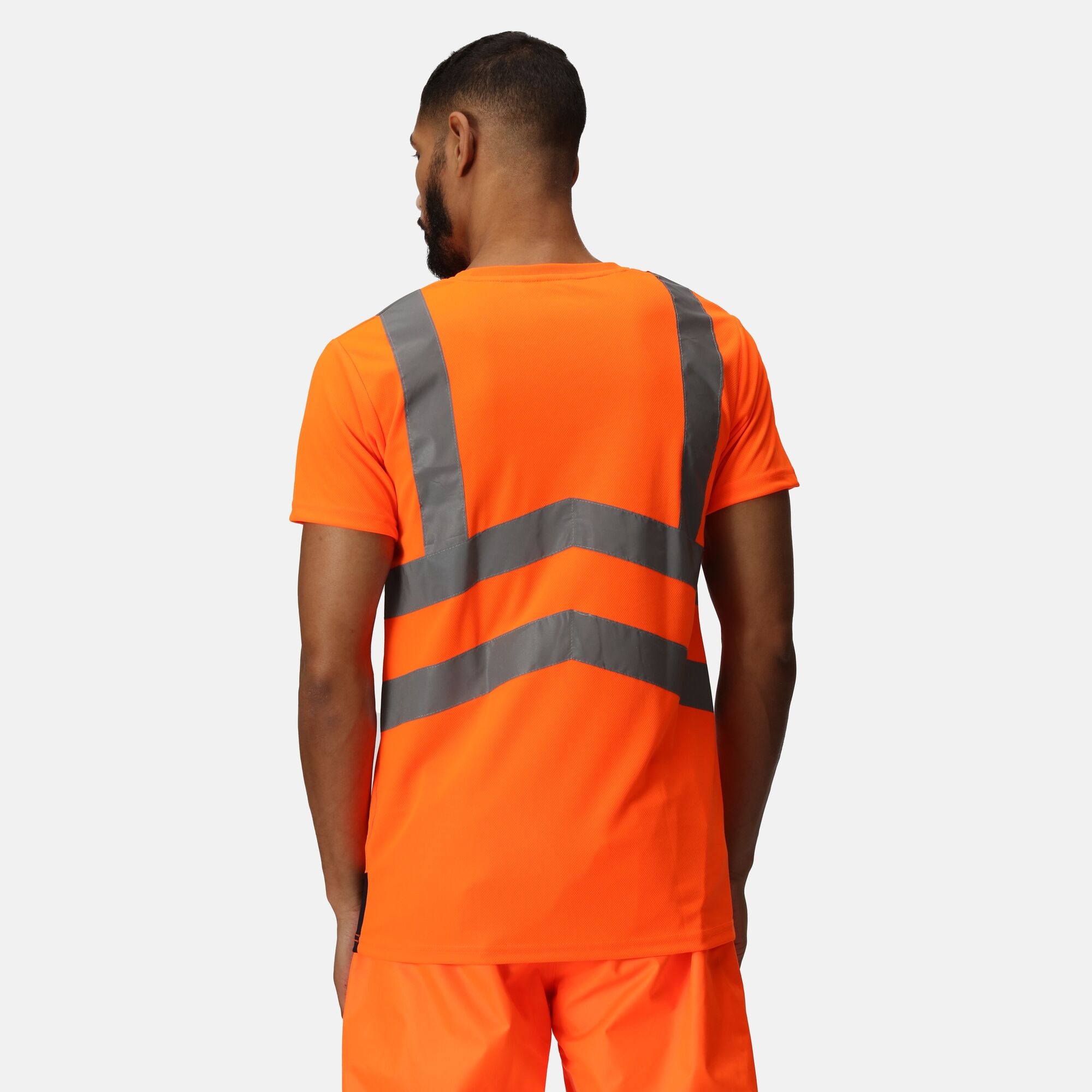 Regatta Professional Męska Koszulka Odblaskowa Pro Hi Vis Pomarańczowo-granatowy