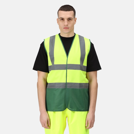 Men's Two Tone Hi-Vis Vest Yellow/Medical Green