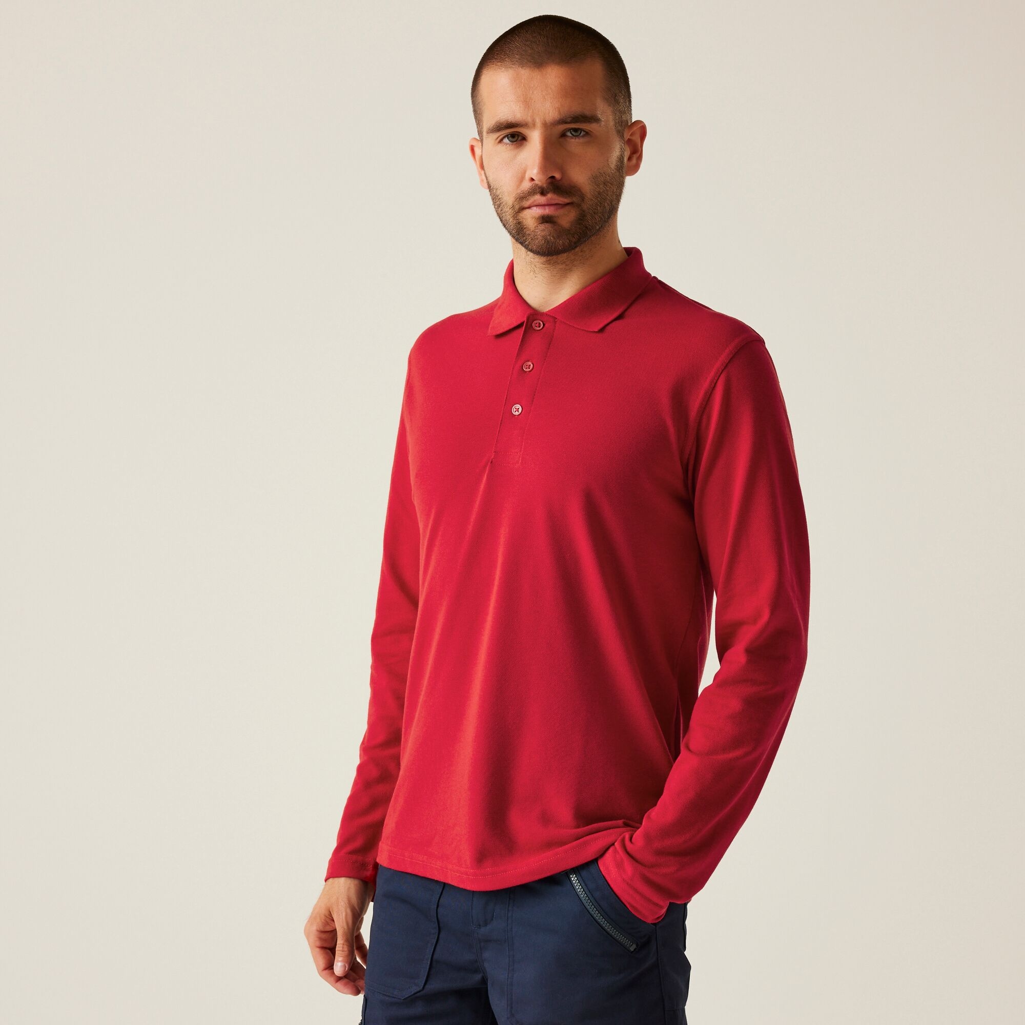 Regatta Professional Męska Koszulka Polo z Długim Rękawem Regatta Professional Czerwony, Rozmiar: 4Xl