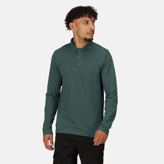 Men's 65/35 LS Polo Top Dark Green