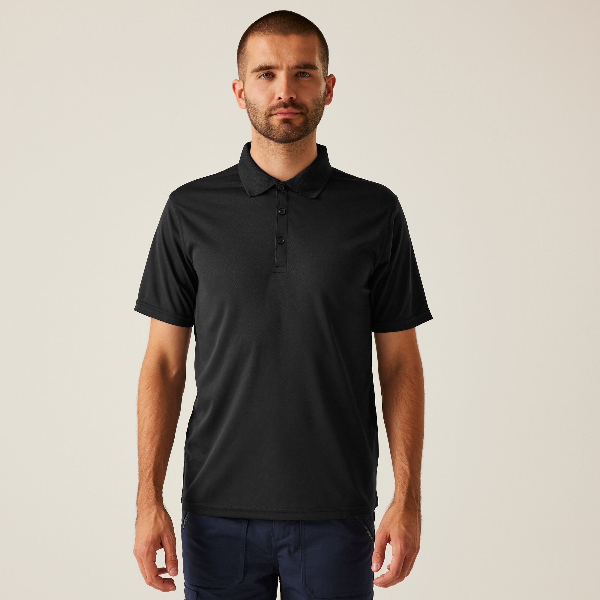 Regatta Professional Męska Koszulka Polo Pro Wicking Czarny, Rozmiar: XS