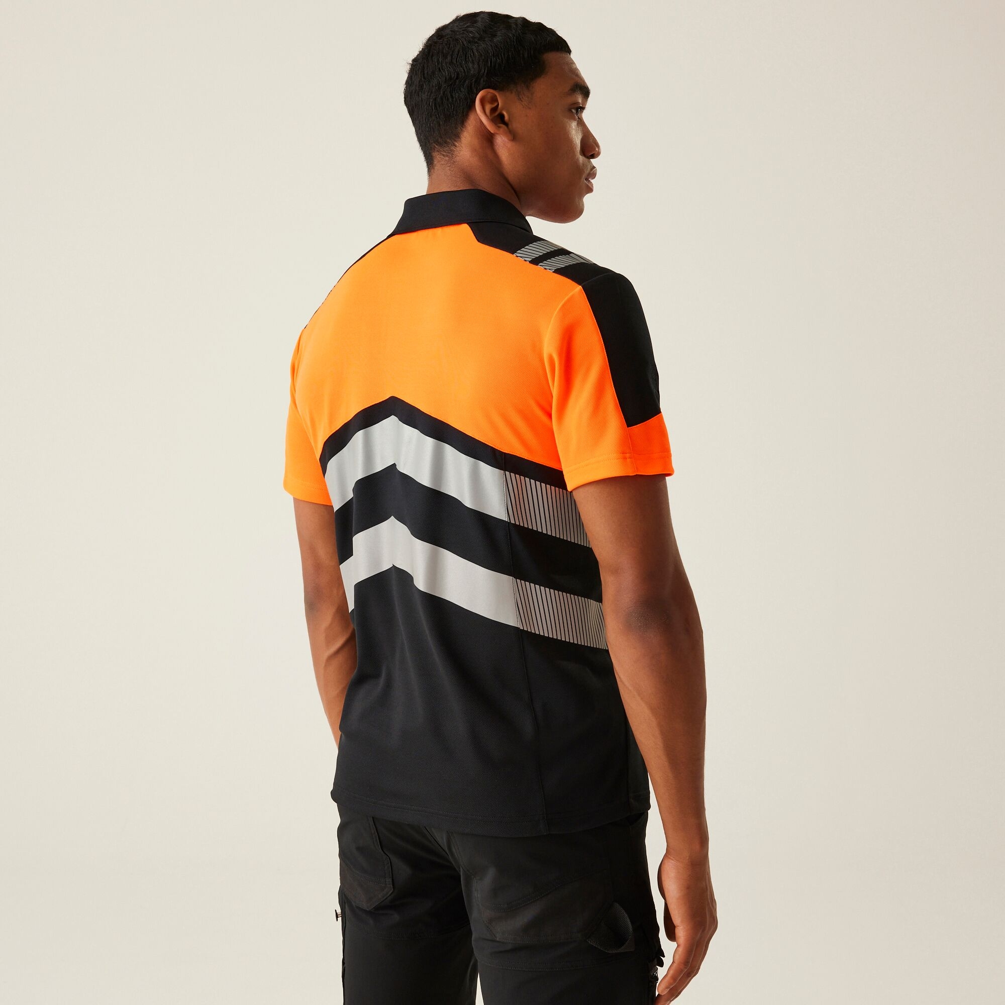 Regatta Professional Men's Durable Hi-vis X-pro Polo Class 1 Black Orange, Size: 4XL