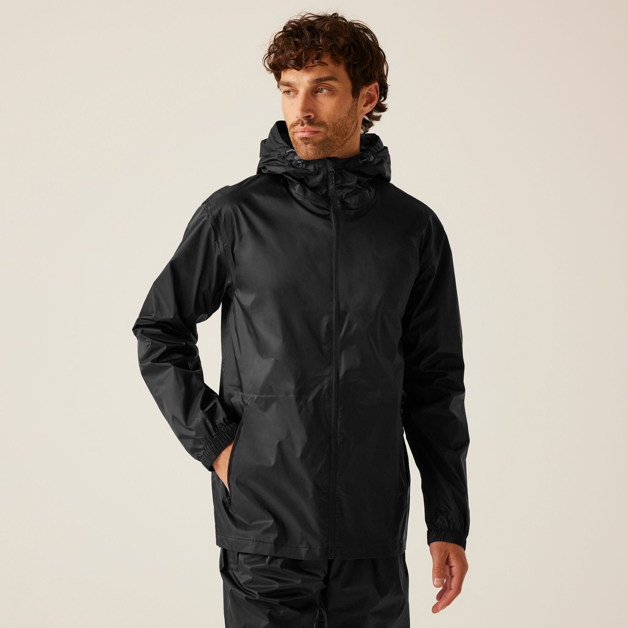 Regatta Professional Męska Kurtka Przeciwdeszczowa + Worek Packaway Czarny, Rozmiar: XL