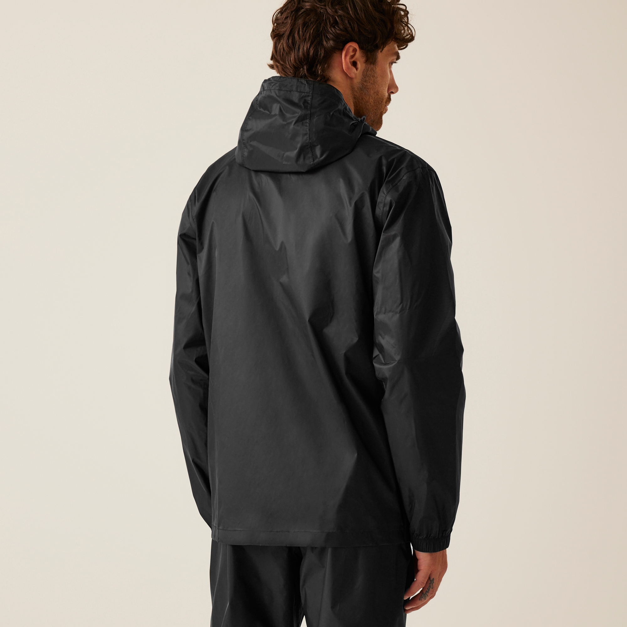 Męska kurtka przeciwdeszczowa + worek Packaway Czarny