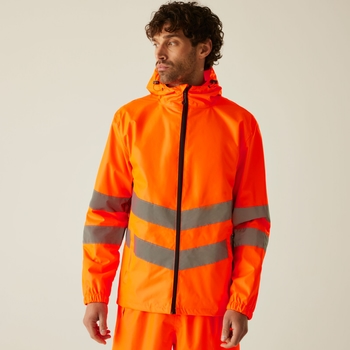 Men's Hi-Vis Pro Waterproof Reflective Packaway Work Jacket