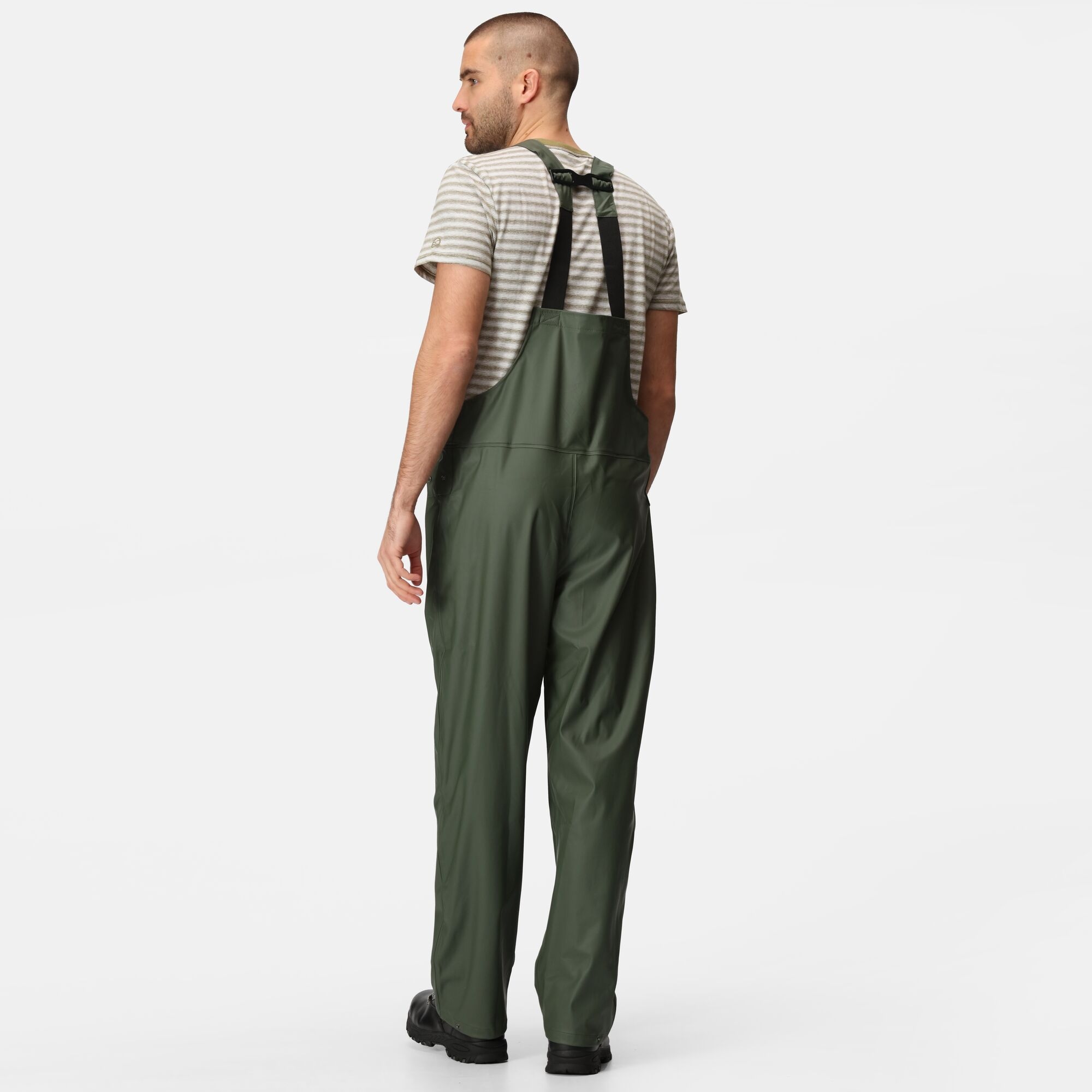 Regatta Professional Męskie spodnie robocze przeciwdeszczowe z szelkami Stormflex Ciemna oliwka