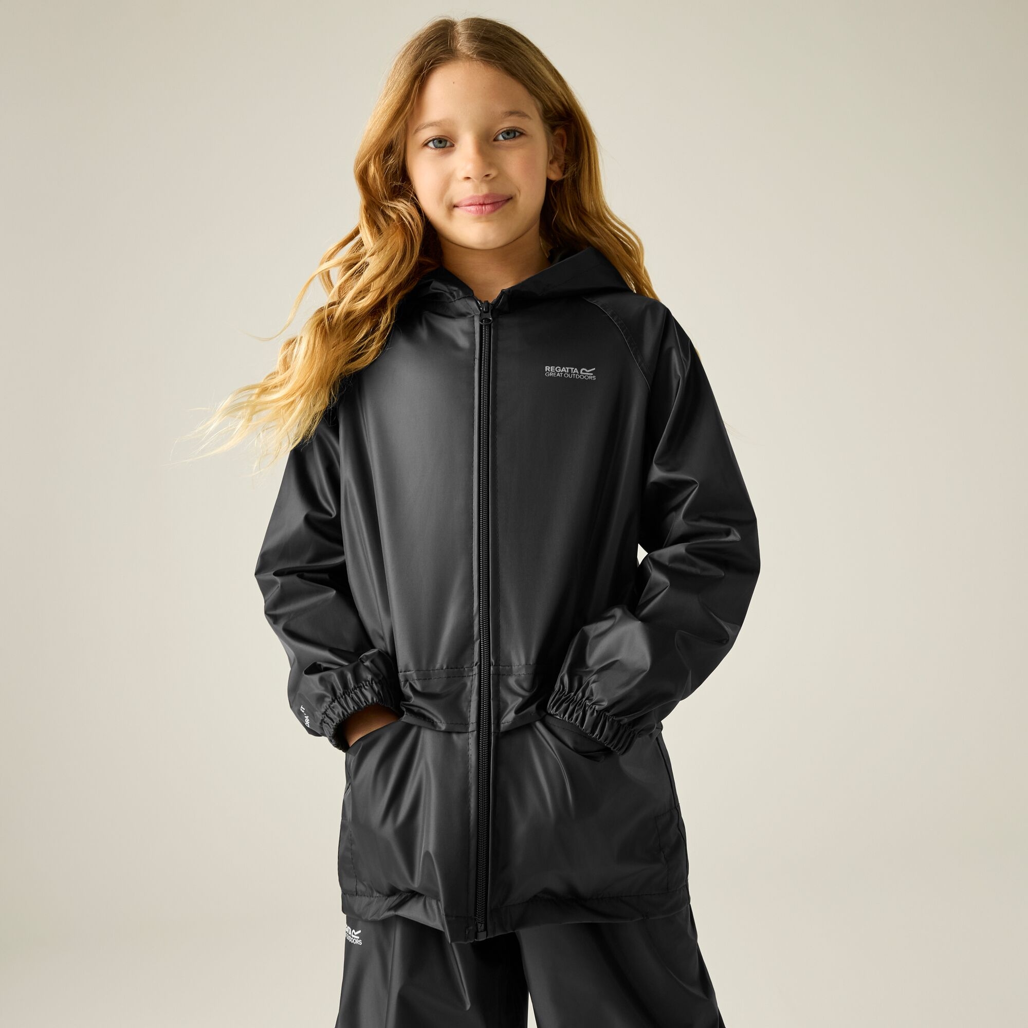 Regatta   Kurtka dziecięca przeciwdeszczowa Stormbreak Czarny